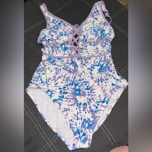 Adore Me Blue and Purple Tie-Dye One Piece Swimsuit